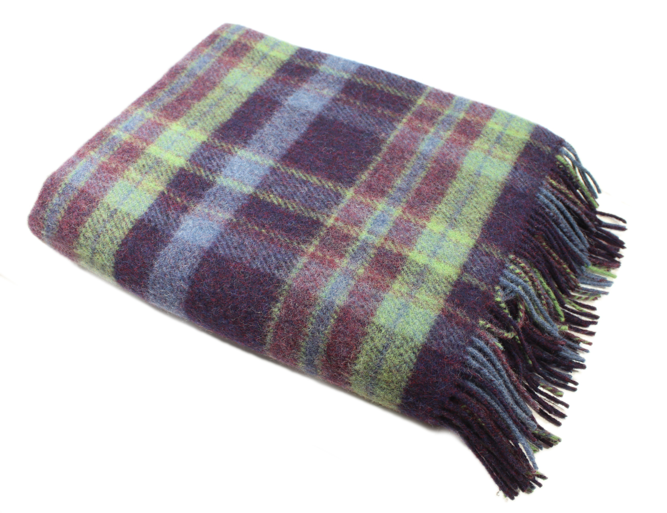 Wool Plaid Blanket Throw 54" x 72" Made in Ireland