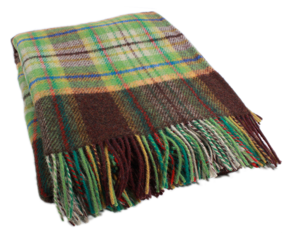 Wool Plaid Blanket Throw 54" x 72" Made in Ireland