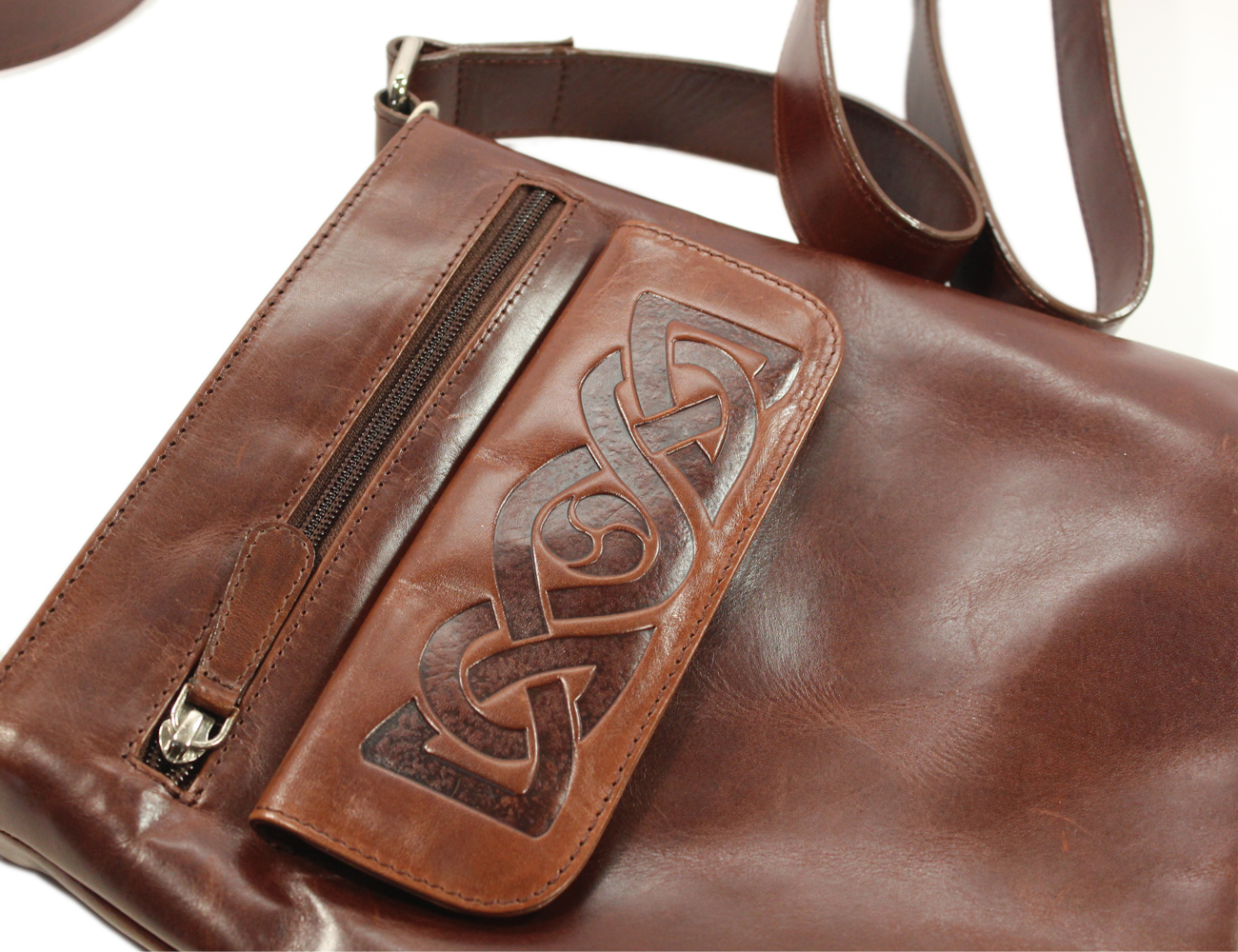 Shoulder Bag Celtic Knot Embossed Leather Irish Made eBay