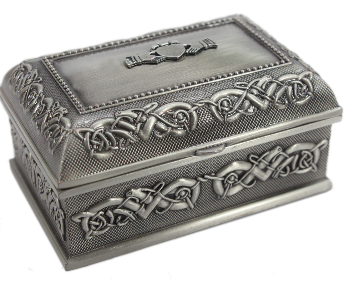 Celtic Jewelry Box Small 3 ½” x 2” x 1 ½” Pewter Made in Ireland eBay