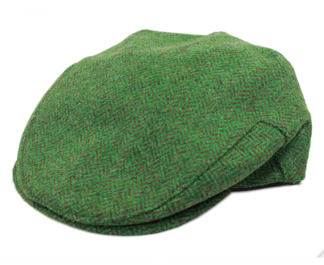 New Irish Tweed Cap Green Herringbone Ltd Ed Irish Wool Made in Ireland