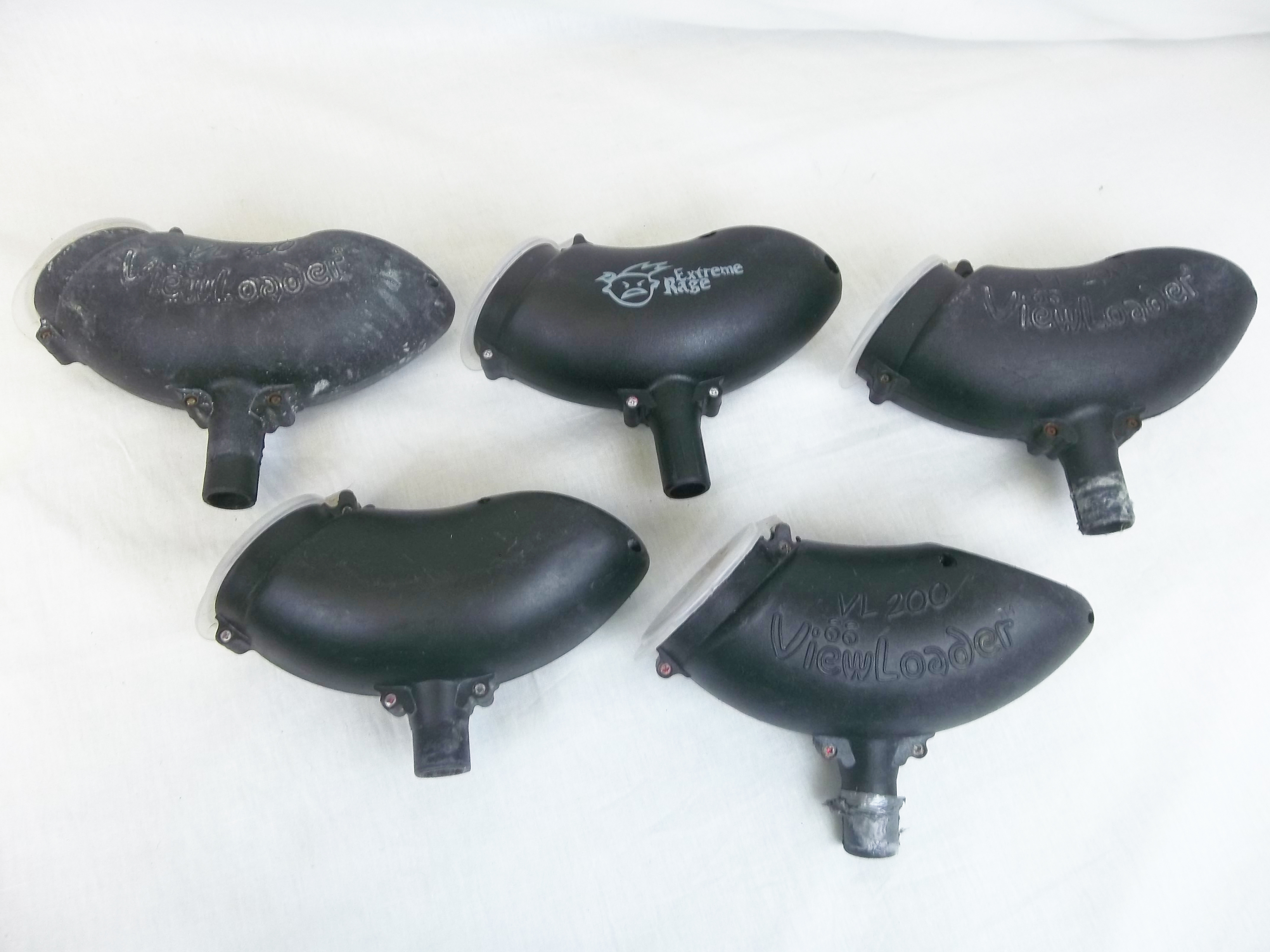 Lot of 5 200 Round Gravity Feed Paintball Hoppers Loaders Used eBay