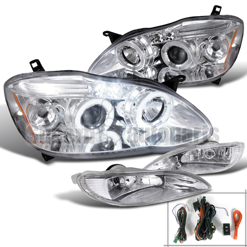 2005 2008 Toyota Corolla LED Projector Halo Headlight Chrome Clear Fog Lamps EBay