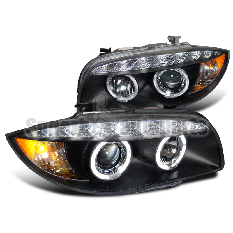 20072013 BMW E82 E88 128i 135i Halo Led Projector Headlight Black