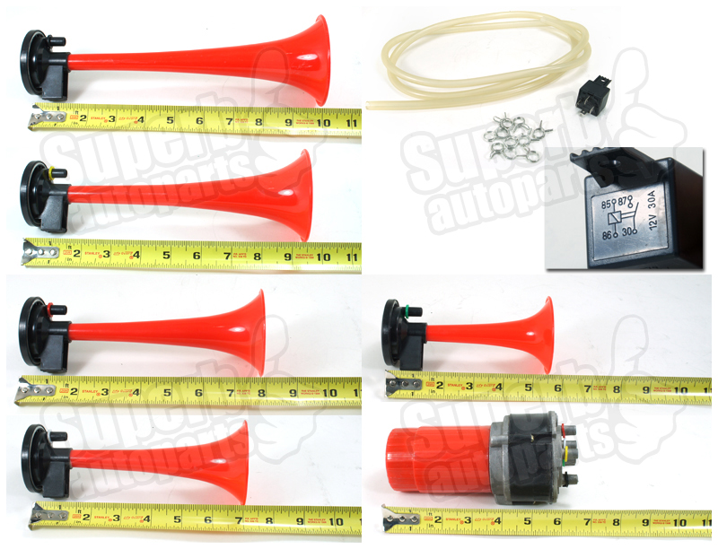 125db Musical 5PC Red Trumpets Dixie Horn W/Air Compressor+Hose Dukes