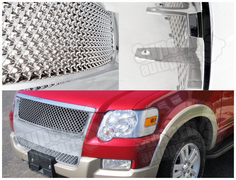 20072010 Ford Explorer Sport Trac Front Hood Grill Mesh Grille Chrome