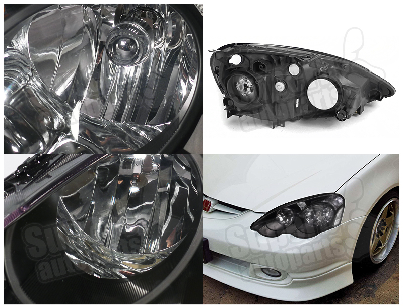 20022004 Acura RSX Crystal Headlights Head Lamps JDM Black eBay