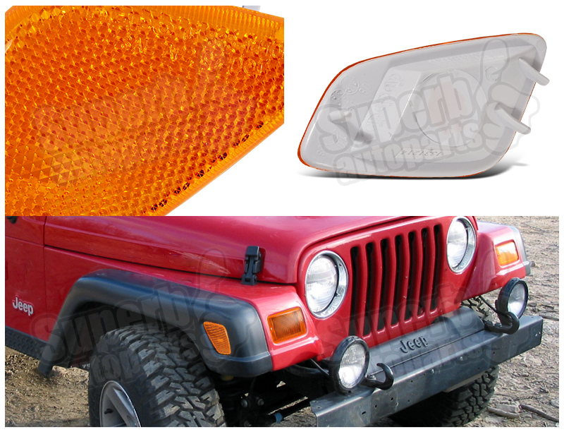 19972006 Jeep Wrangler Clear Side Marker Lights Signal Lamps Amber