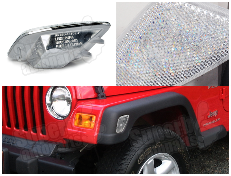 19972006 Jeep Wrangler Clear Side Marker Lights Signal Lamps Chrome eBay