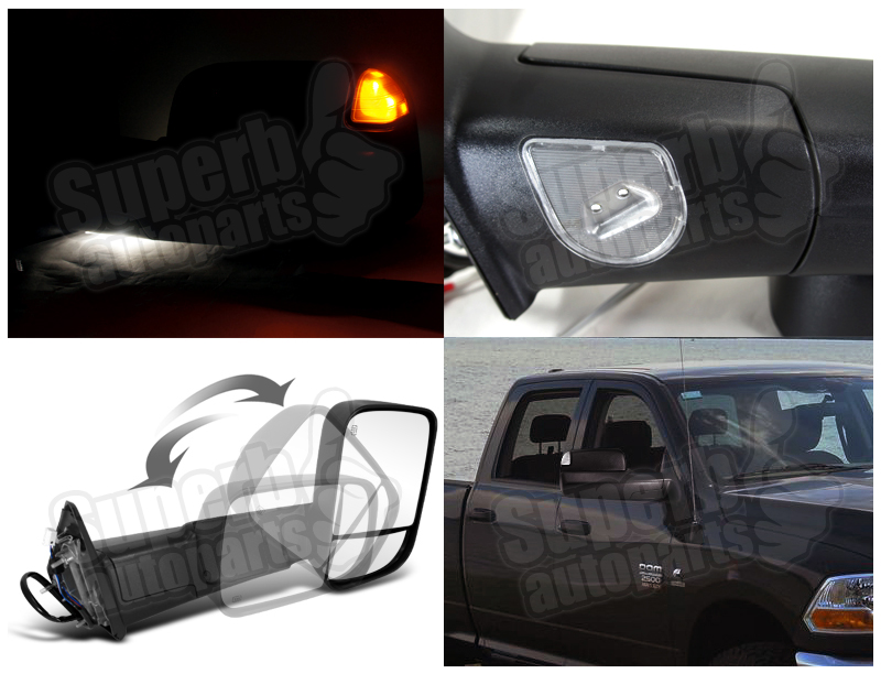 20102011 Dodge Ram 2500/3500 Tow Power Fold Out Mirrors+Puddle Lights