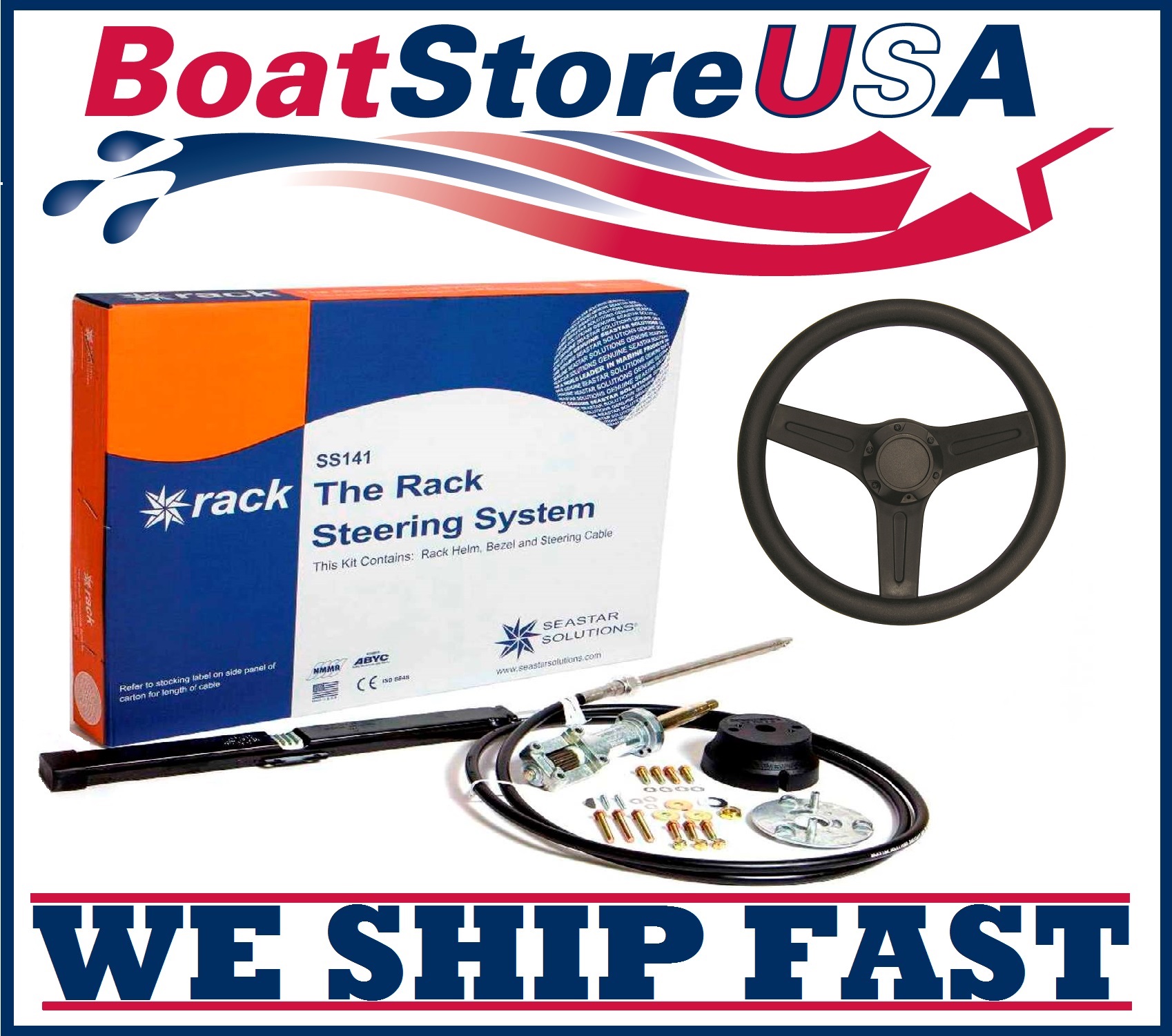 Teleflex SS14112 12' SINGLE BACK MOUNT RACK BOAT STEERING SYSTEM WITH