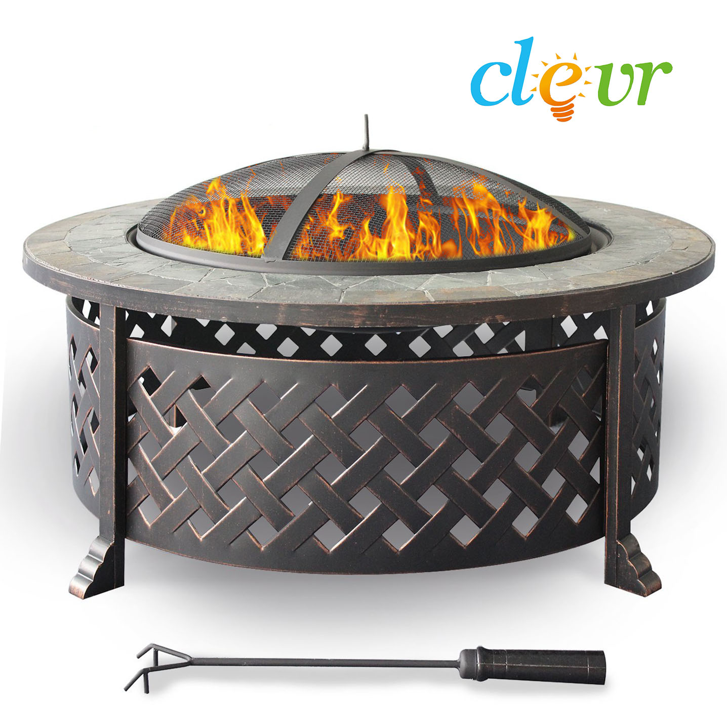 Outdoor 34" Firepit Fireplace Deck Fire Pit Heater Metal Patio Wood