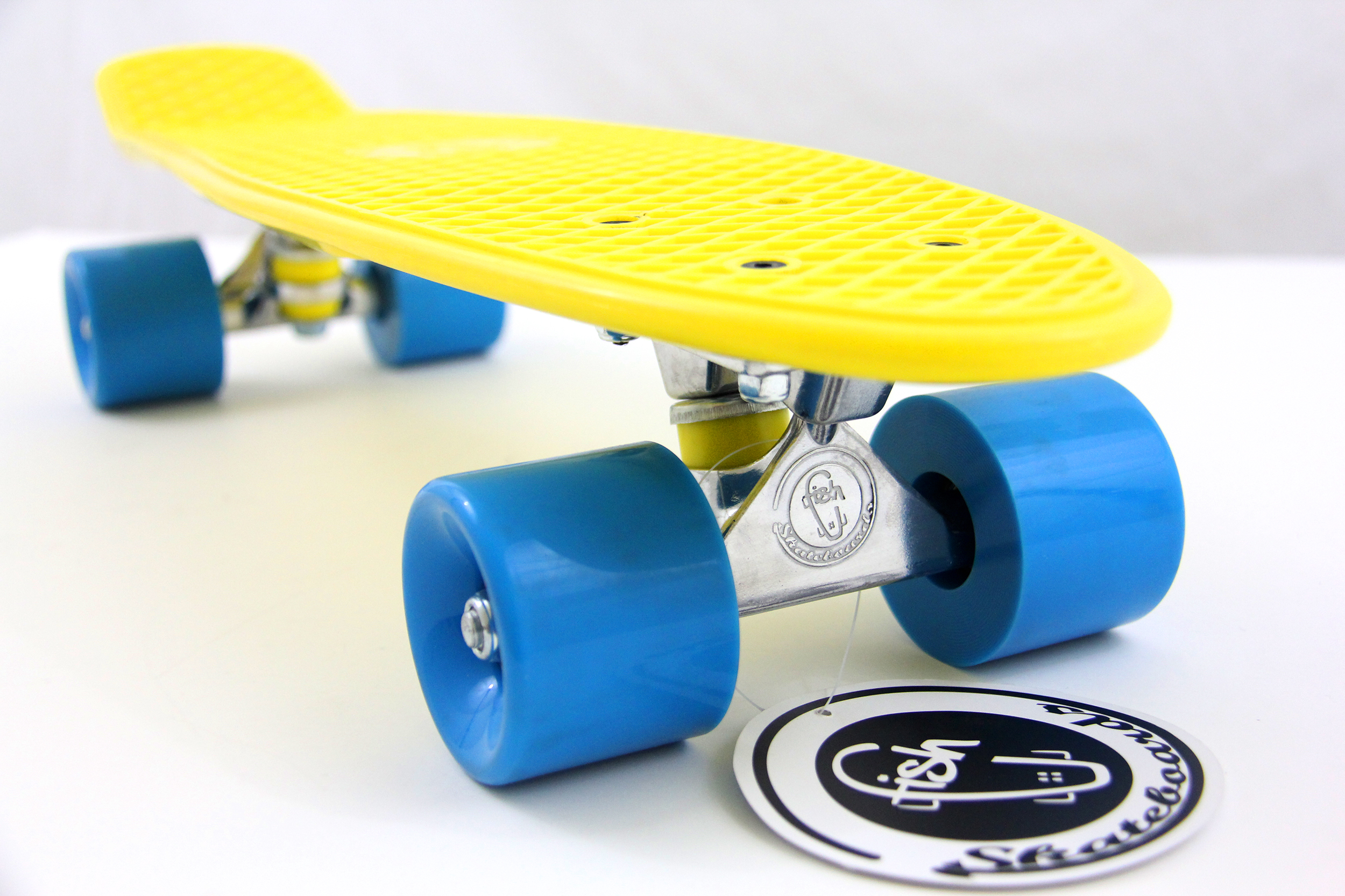 Fish Skateboard Yellow 22" Retro Cruiser Blue Wheel Silver Truck eBay