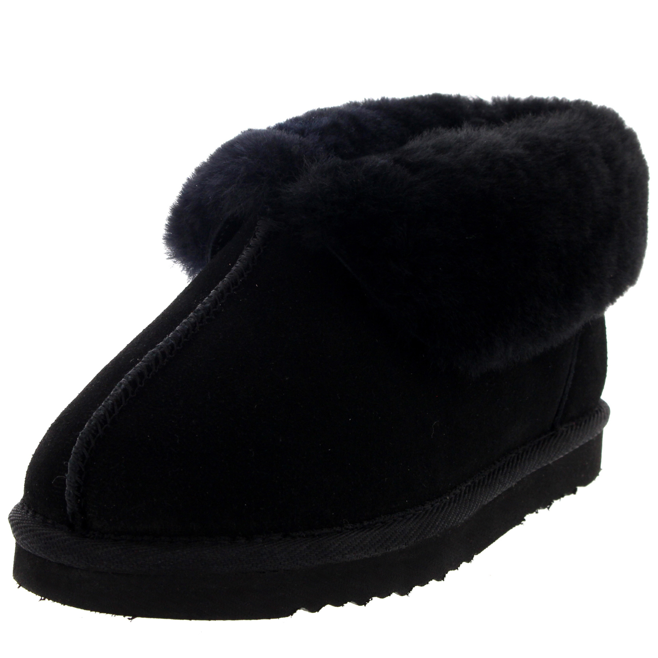 Womens Real Suede Australian Sheepskin Fur Lined Warm House Slipper