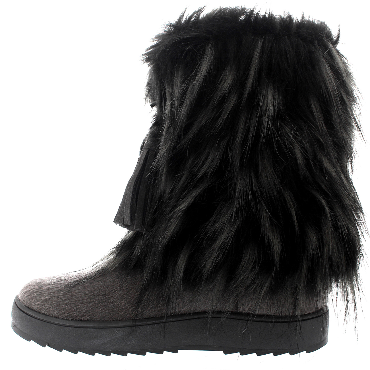 Womens Yeti Eskimo Snow Fur Winter Waterproof Fashion Mid Calf Boots UK