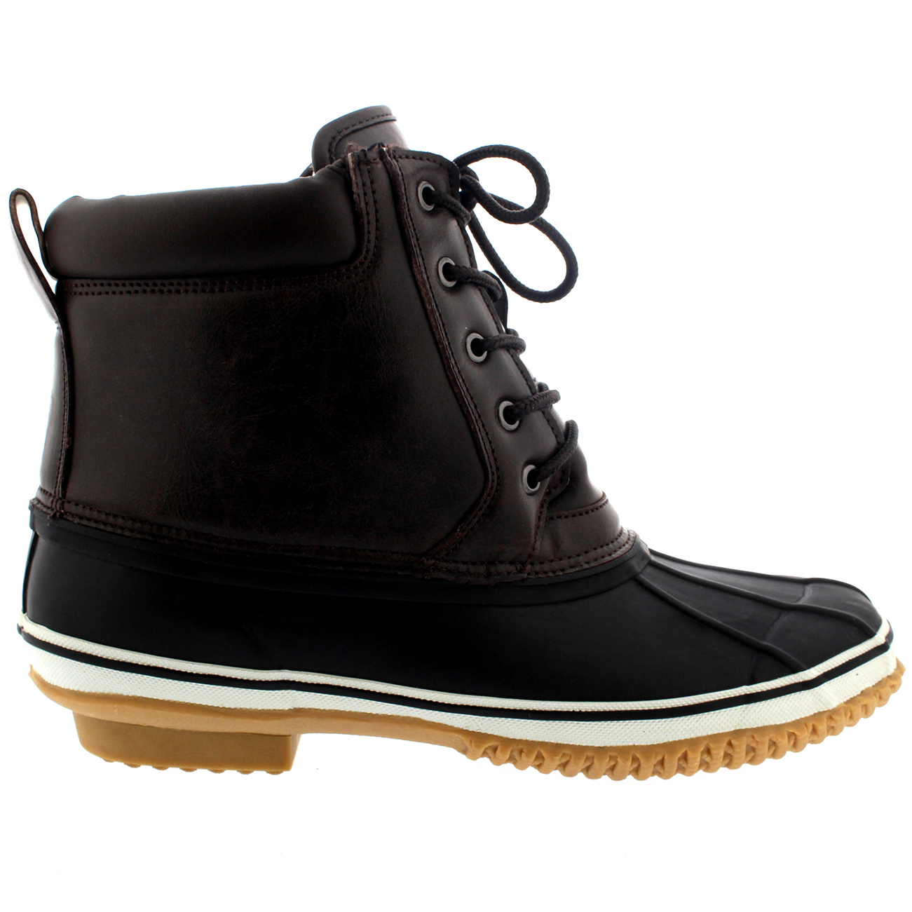 Mens Bean Waterproof Winter Snow Rain Nylon Duck Deep Tread Ankle Boot