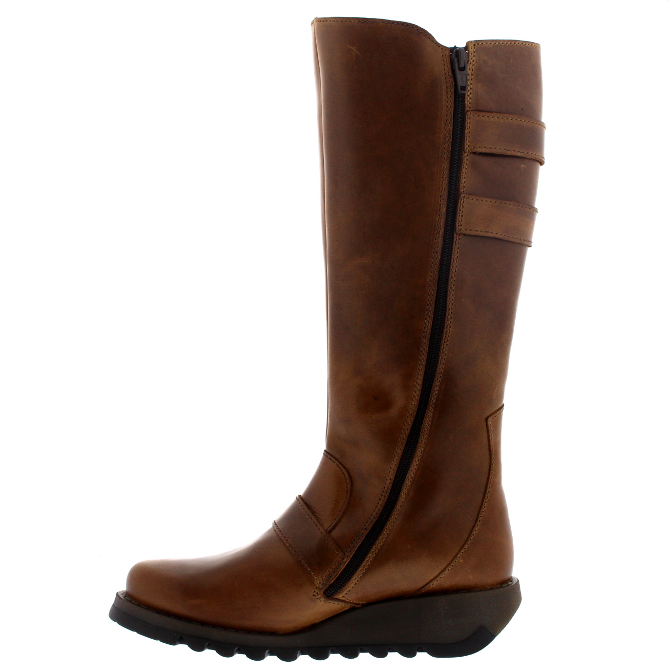 Womens Fly London Solv Leather Knee High Riding Winter Snow Wedge Boots