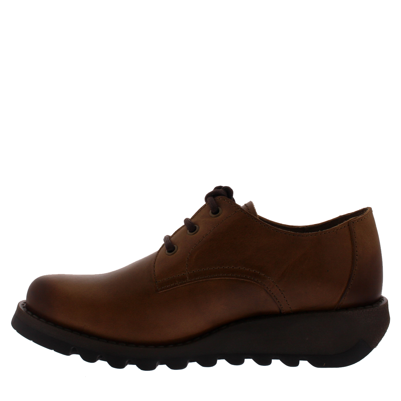 Womens Fly London Simb Rug Leather Work Wedge Heel Office Lace Up Shoes UK 3-10
