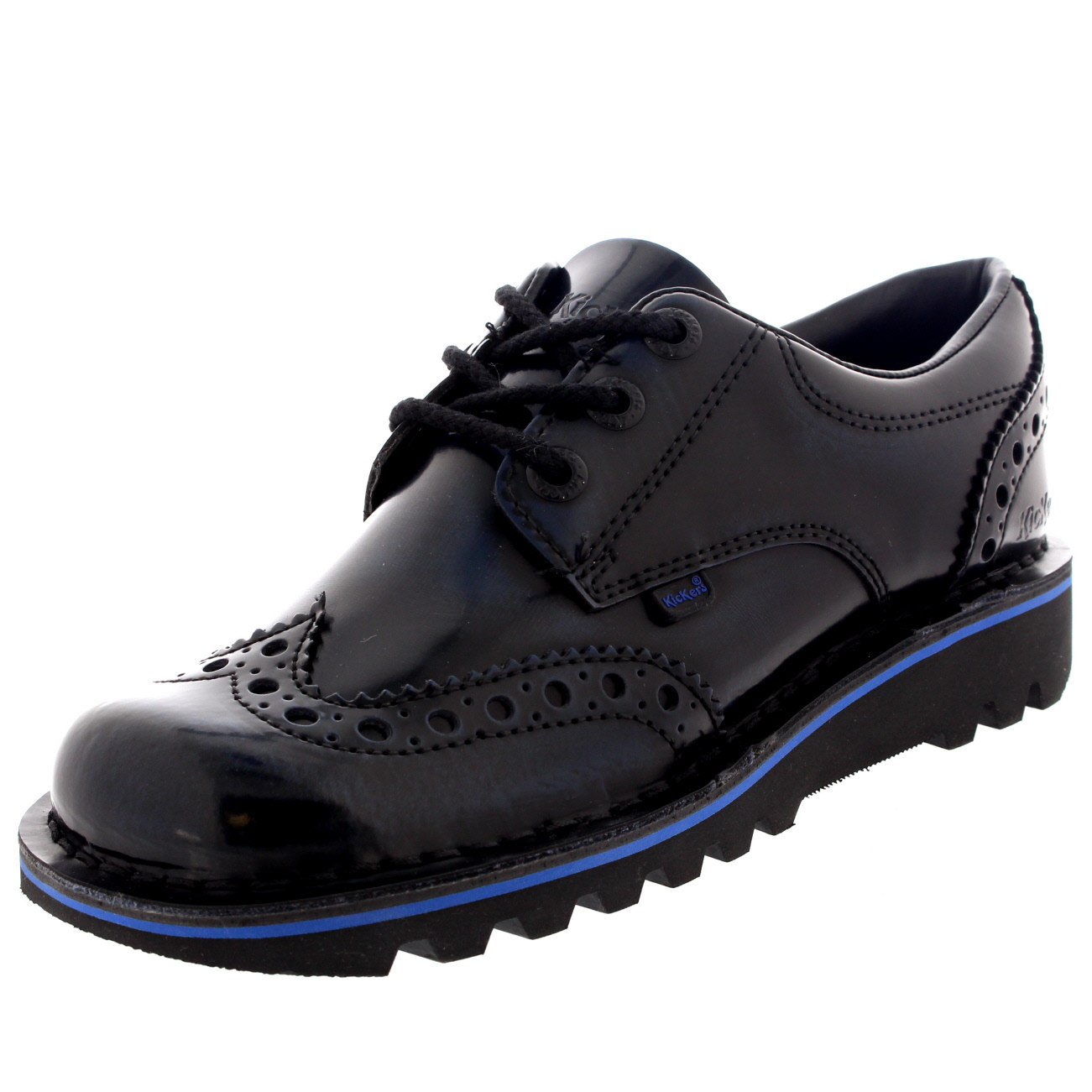 Mens Kickers Kick Lo Brogue Shiny Leather Lace Up Smart Work Office