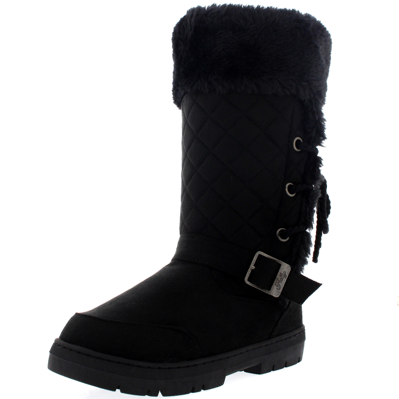 Ladies Rope Lace Back Tall Fur Lined Winter Snow Rain Knee High Boots All Sizes - Picture 15 of 107