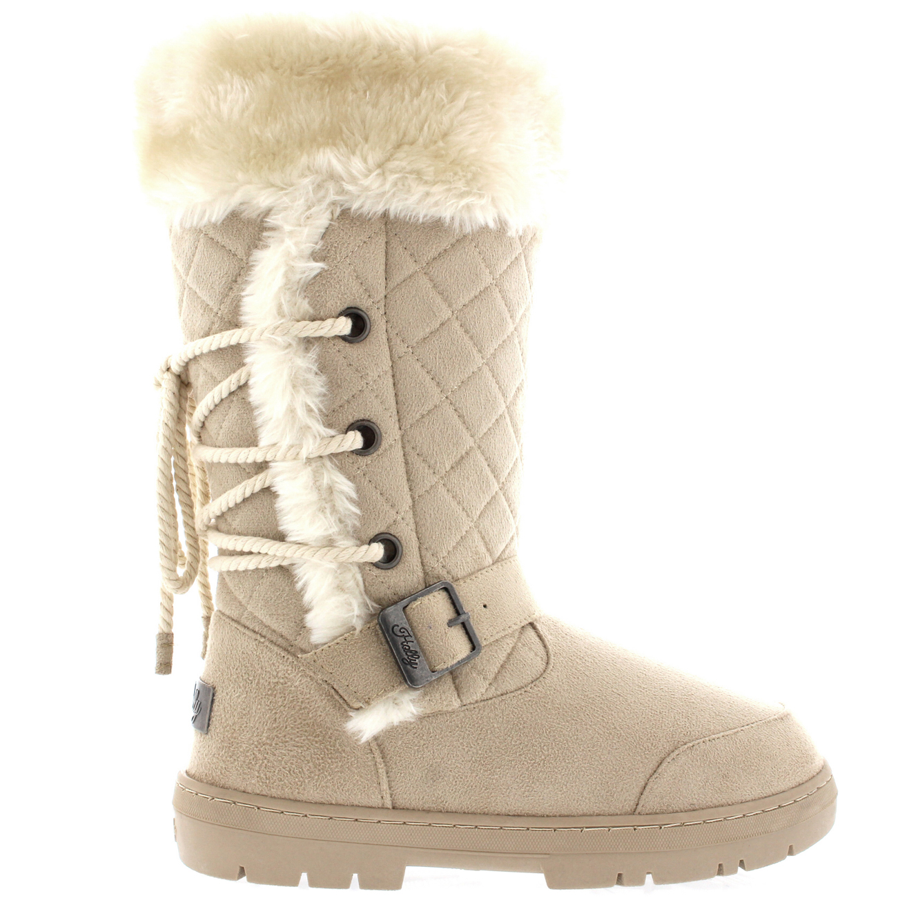 Ladies Rope Lace Back Tall Fur Lined Winter Snow Rain Knee High Boots All Sizes - Picture 12 of 107