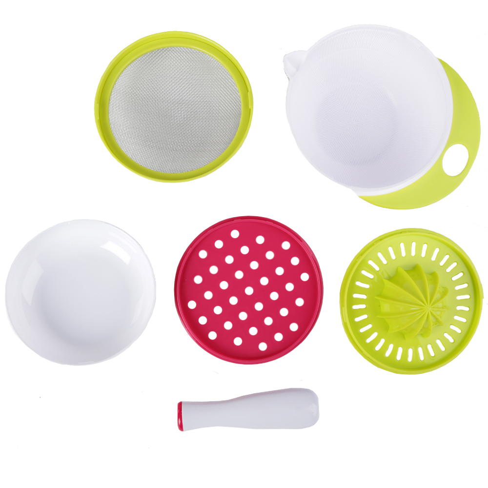 5 In 1 Childrens/'s Baby Food Maker Set Grinder Grater Squeezer Assorted Colours
