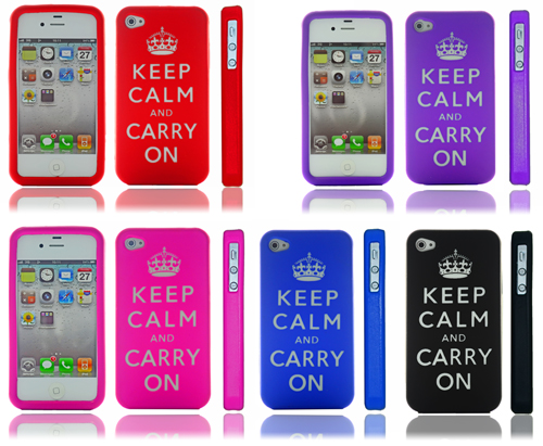 For Apple iPhone 4/4S Silicone Skin Case/Cover - Keep Calm and Carry On