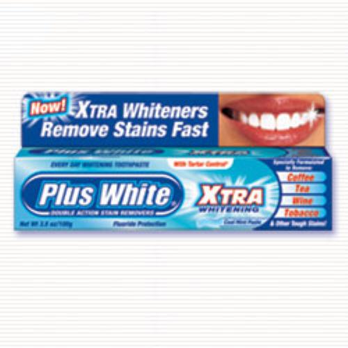Plus White Double Action Stain Removers Xtra Whitening Cool Mint Paste