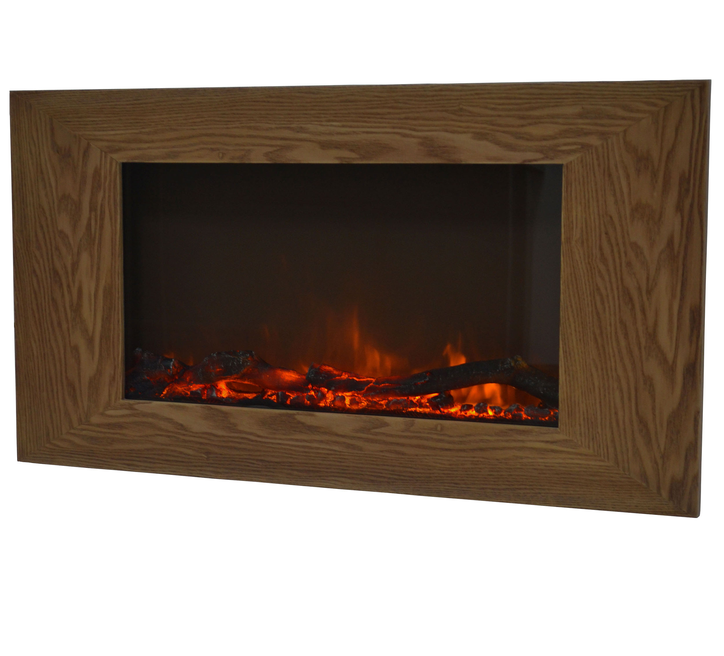 Charles Bentley Large Wall Mounted Fireplace Wooden Effect Electric Fire Heater