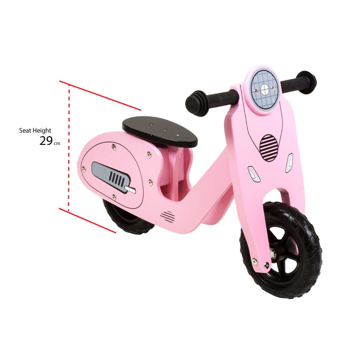 Charles Bentley Wooden Vespa Scooter Wooden Balance Bike Age 3+ Red