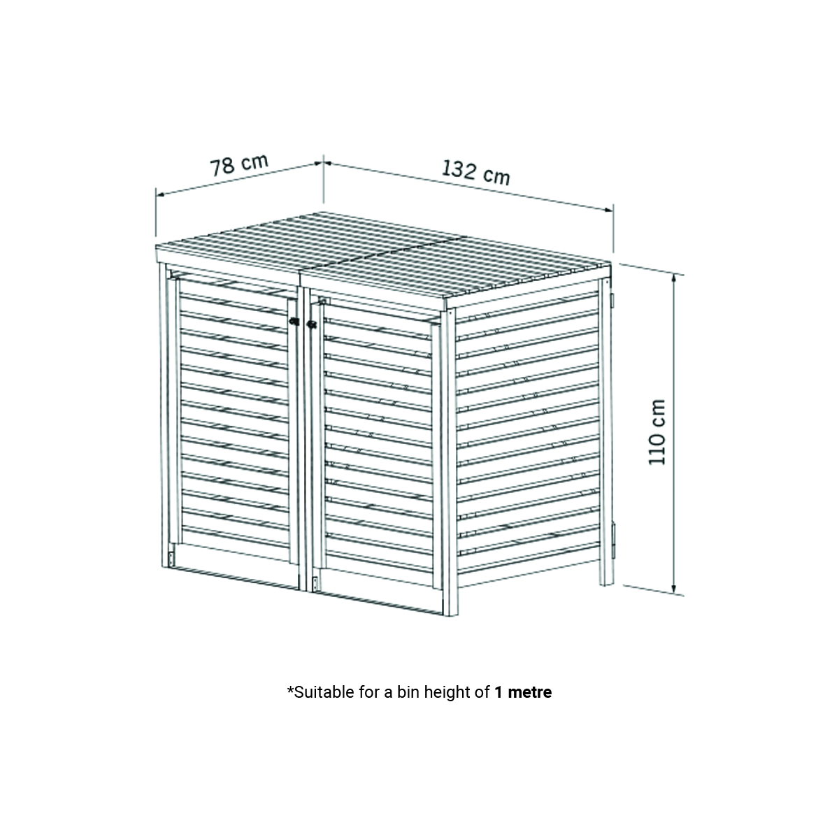Charles Bentley Double Wooden Bin Store Wheelie Bin Storage 10 Year