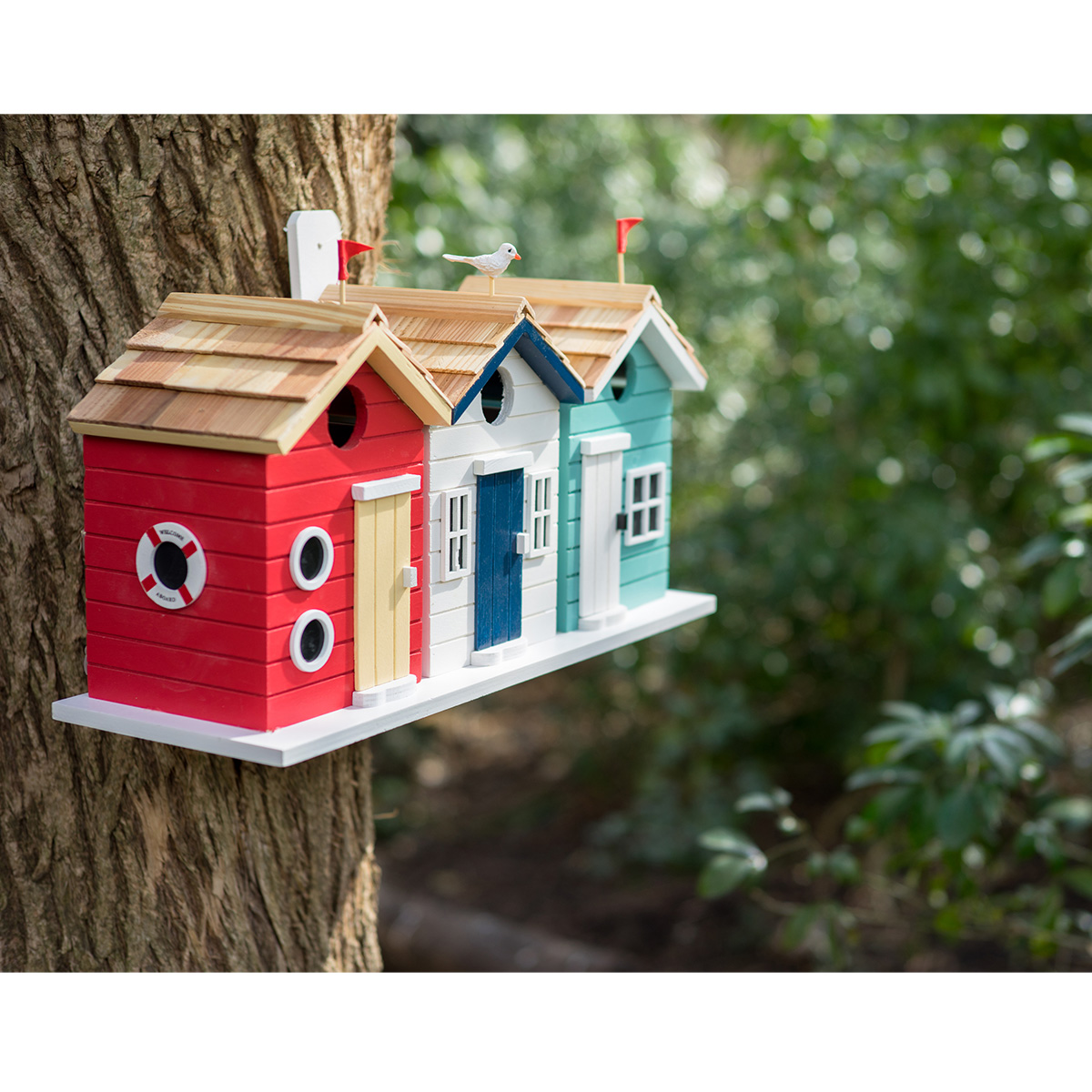 Charles Bentley Garden Novelty Wooden Beach Hut Birdhouse Birdbox Bird