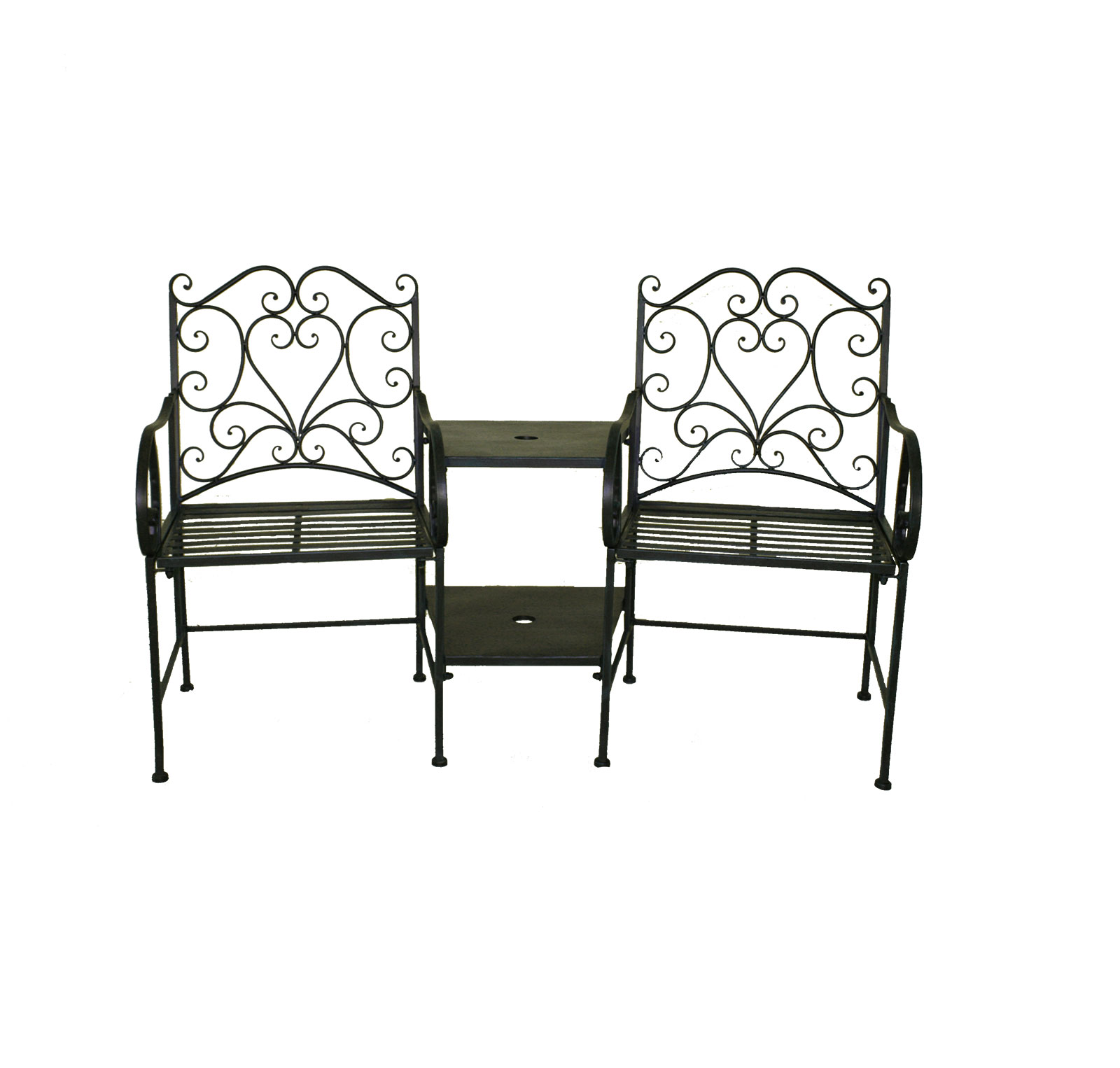 Charles Bentley Garden HeartShaped Wrought Iron Companion Seat Love