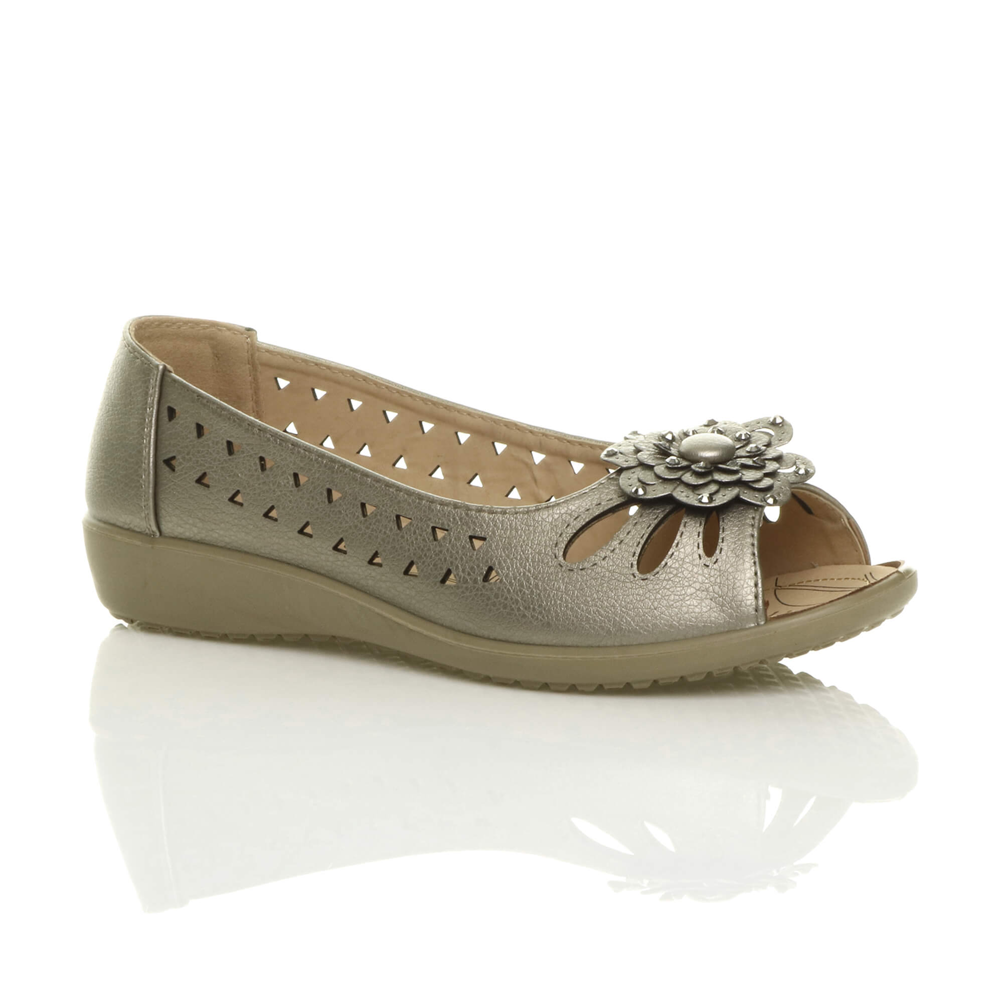 WOMENS LADIES LOW HEEL FLAT WEDGE COMFORT SUMMER CUT OUT SANDALS SHOES SIZE | eBay