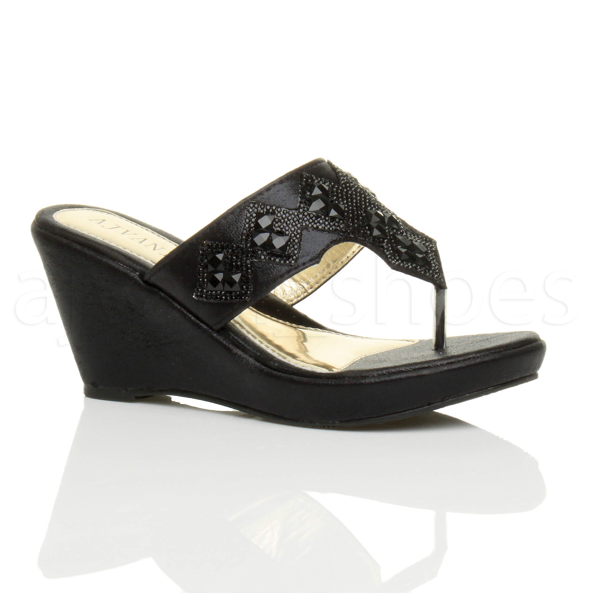 Skechers Ladies Peek a Boo Toe Post Wedge Mule Summer Sandals Blue Size 4-8 | eBay