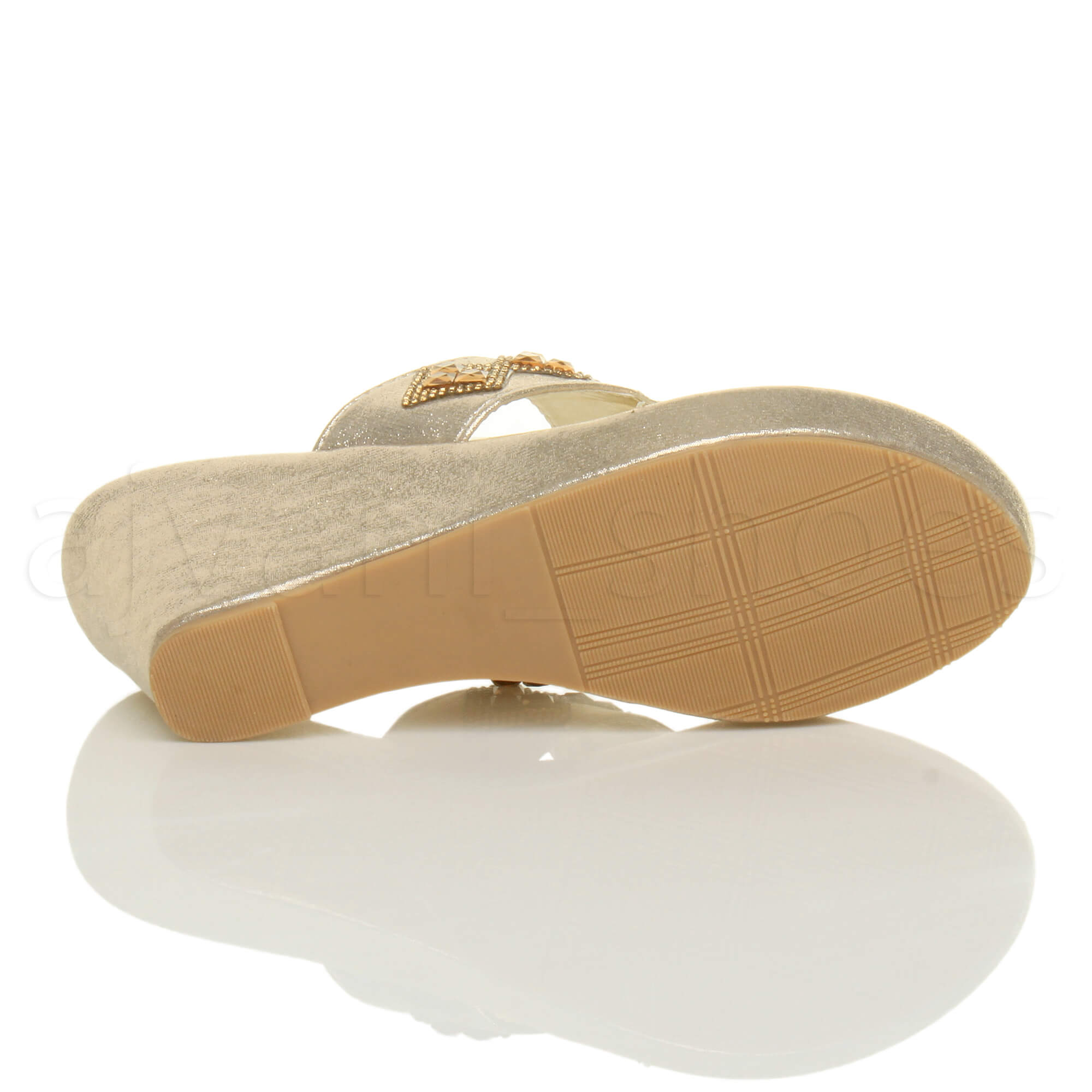 WOMENS LADIES HIGH WEDGE T-BAR TOE POST DIAMANTE PLATFORM MULES SANDALS SIZE | eBay