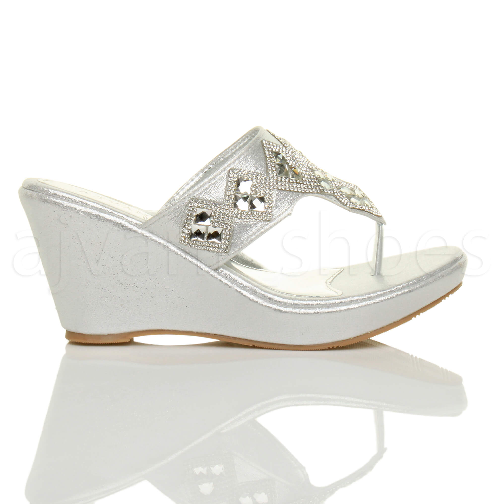 Ladies Spot On - Wedge Heel Toe Post Mules | eBay