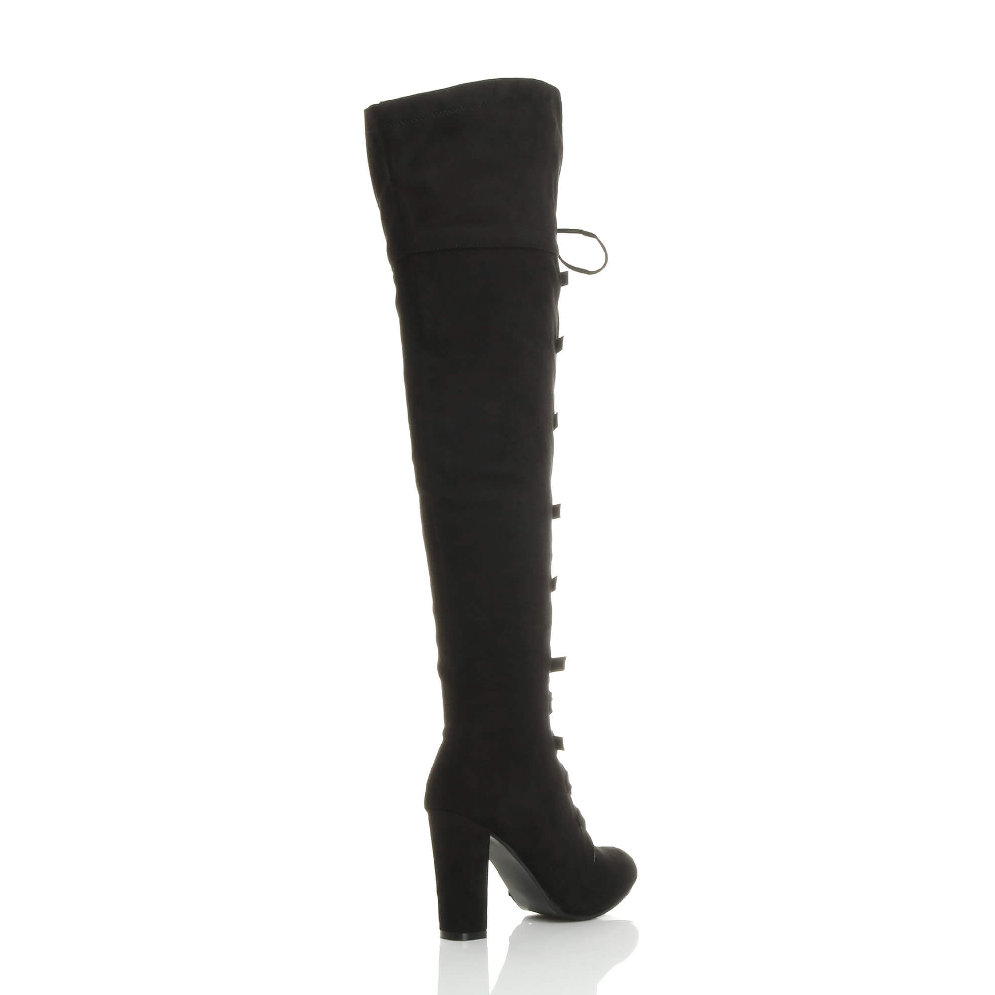 WOMENS LADIES HIGH BLOCK HEEL LACE UP BUCKLE PIRATE OVER KNEE THIGH BOOTS SIZE