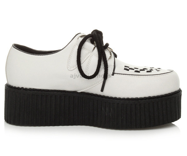 WOMENS LADIES FLAT DOUBLE PLATFORM WEDGE LACE UP PUNK GOTH CREEPERS SHOES SIZE