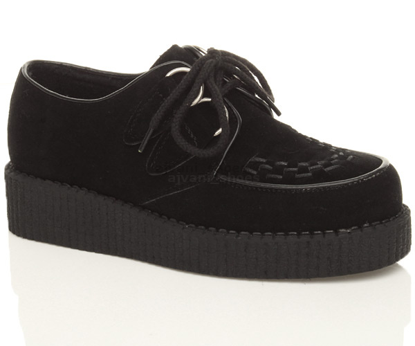 GIRLS BOYS UNISEX KIDS CHILDRENS PLATFORM LACE UP CREEPERS SCHOOL SHOES