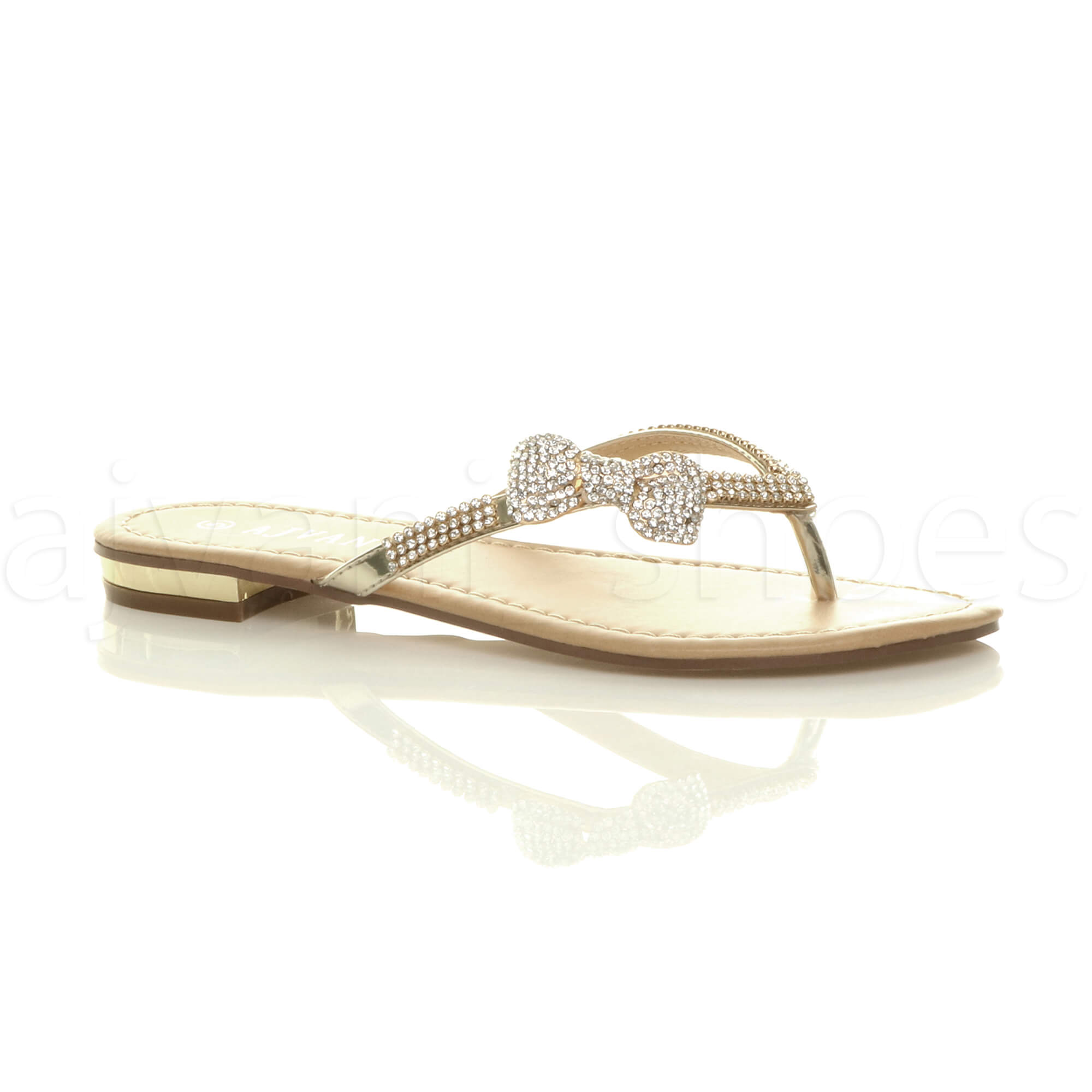 WOMENS LADIES LOW HEEL FLAT BEACH WEDDING SUMMER PROM FLIP FLOP SANDALS