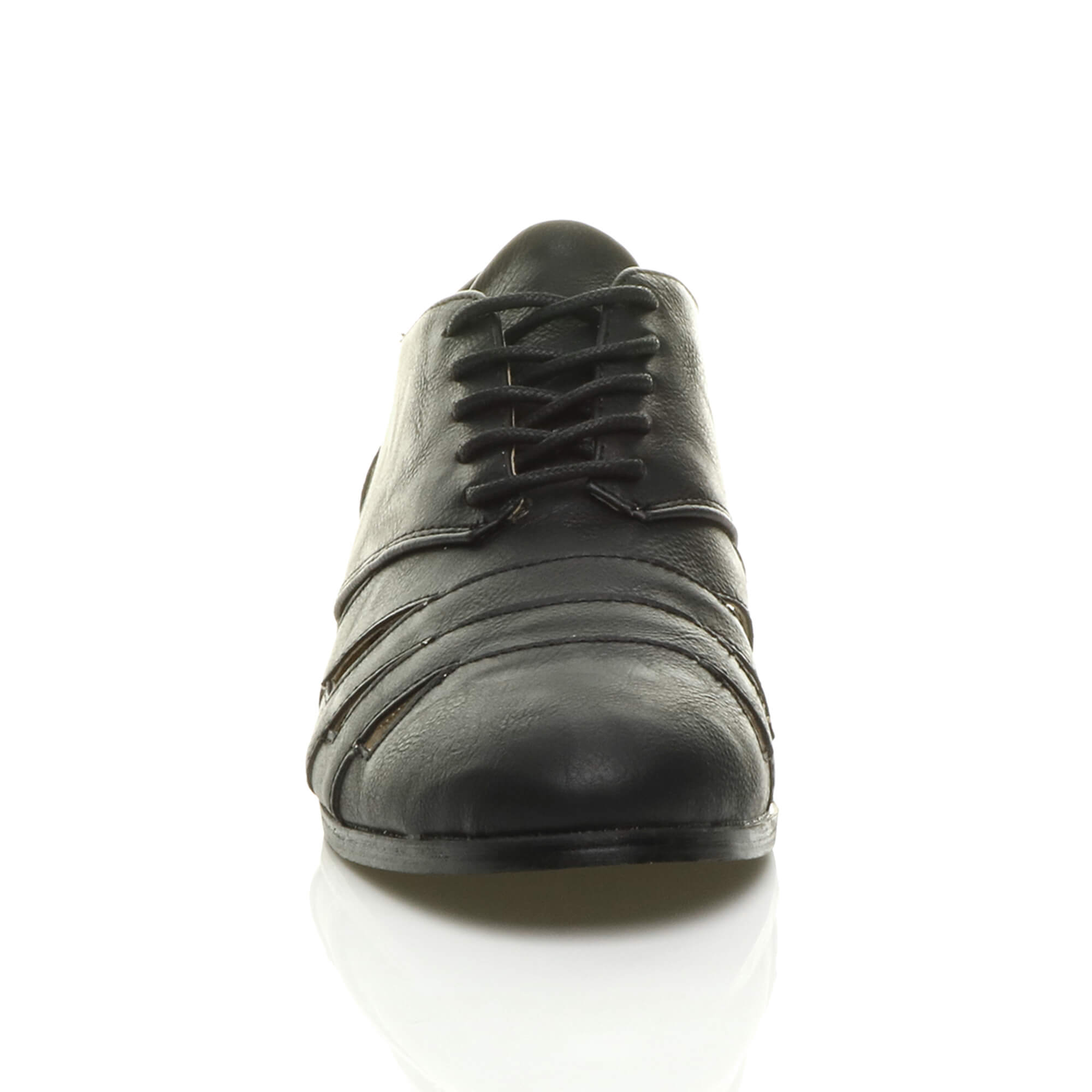 WOMENS LADIES FLAT LOW HEEL CUT OUT LACE UP OXFORD BROGUE SCHOOL SHOES SIZE