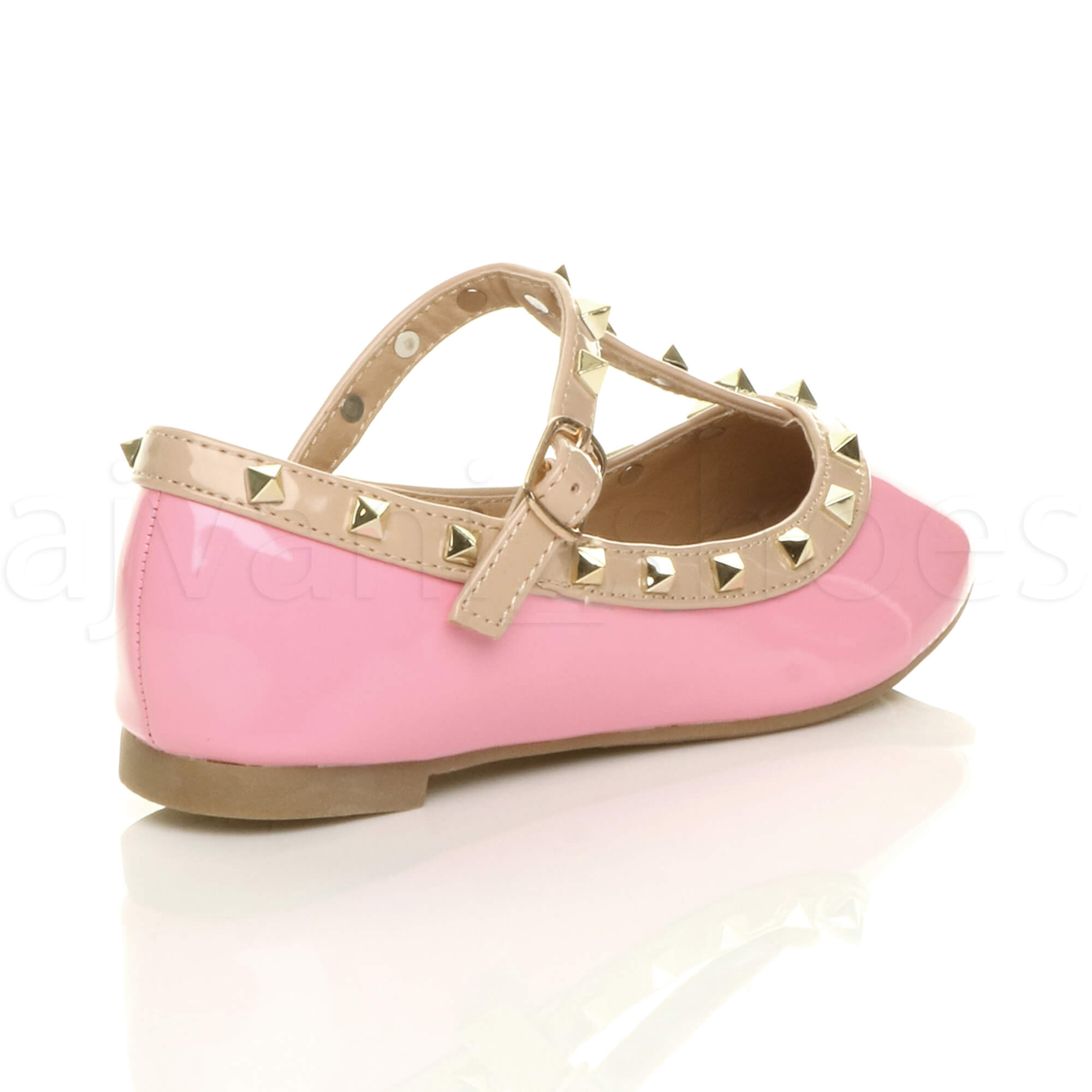 GIRLS KIDS CHILDRENS FLAT STUDDED T-BAR BUCKLE PARTY BALLERINA PUMPS SHOES SIZE