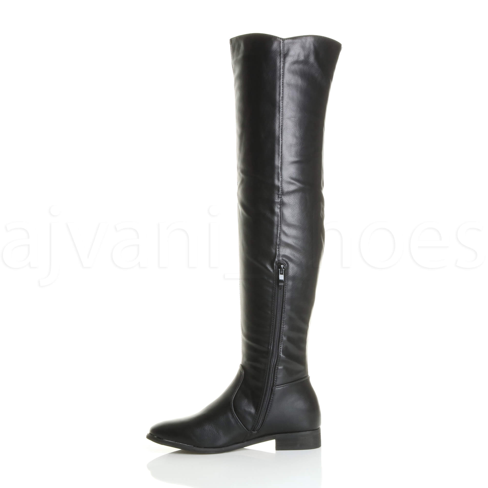WOMENS LADIES FLAT LOW HEEL CHELSEA ELASTIC STRETCH OVER THE KNEE HIGH BOOTS