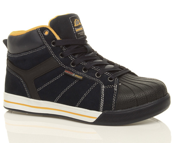 MENS WORK SAFETY SHOES STEEL TOE CAP SKATER STYLE HIGH TOP TRAINERS