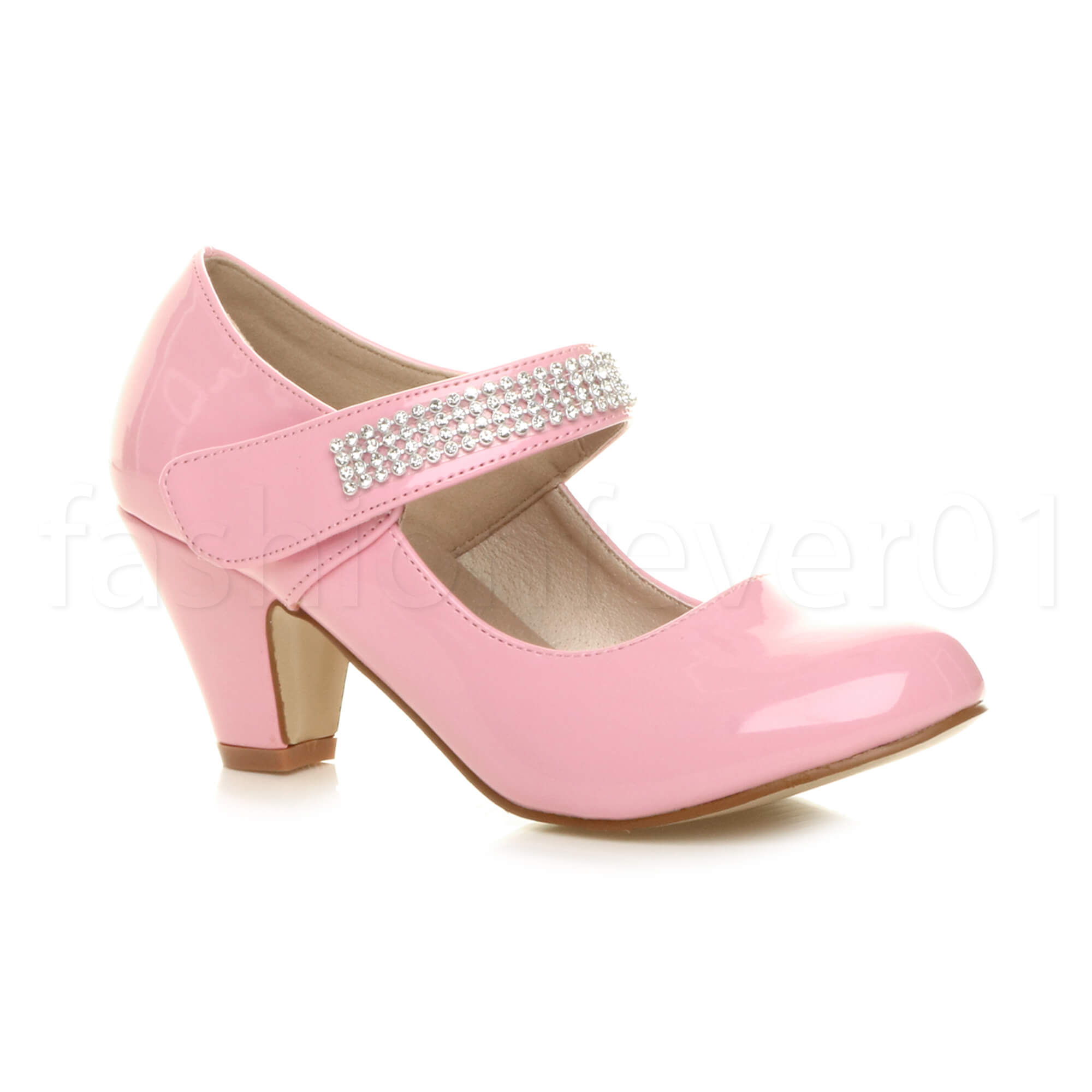 GIRLS KIDS CHILDRENS HEEL BOW STRAP PRINCESS BRIDESMAID PARTY DRESS UP