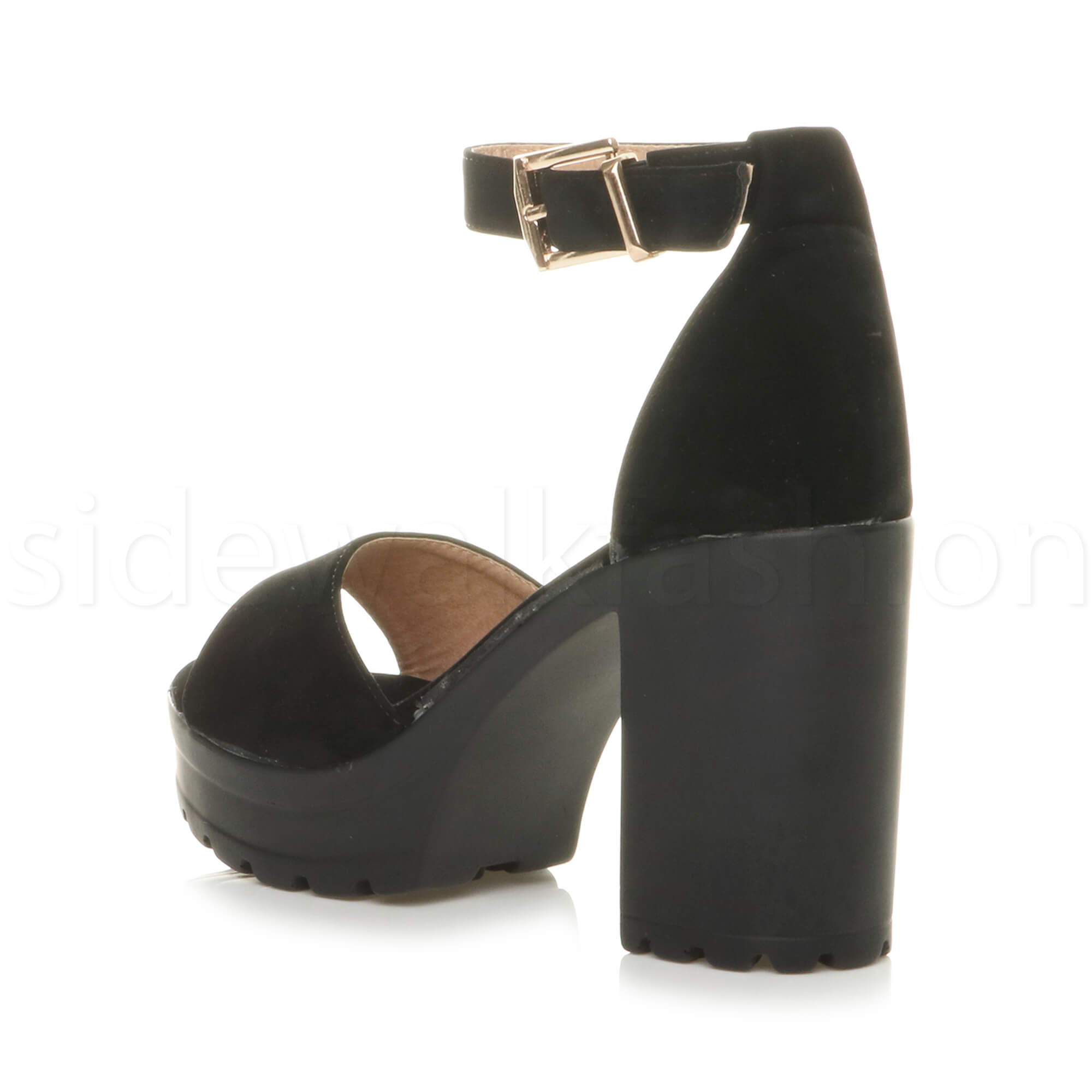 Womens ladies high heel platform cleated ankle strap peep toe shoes sandals size