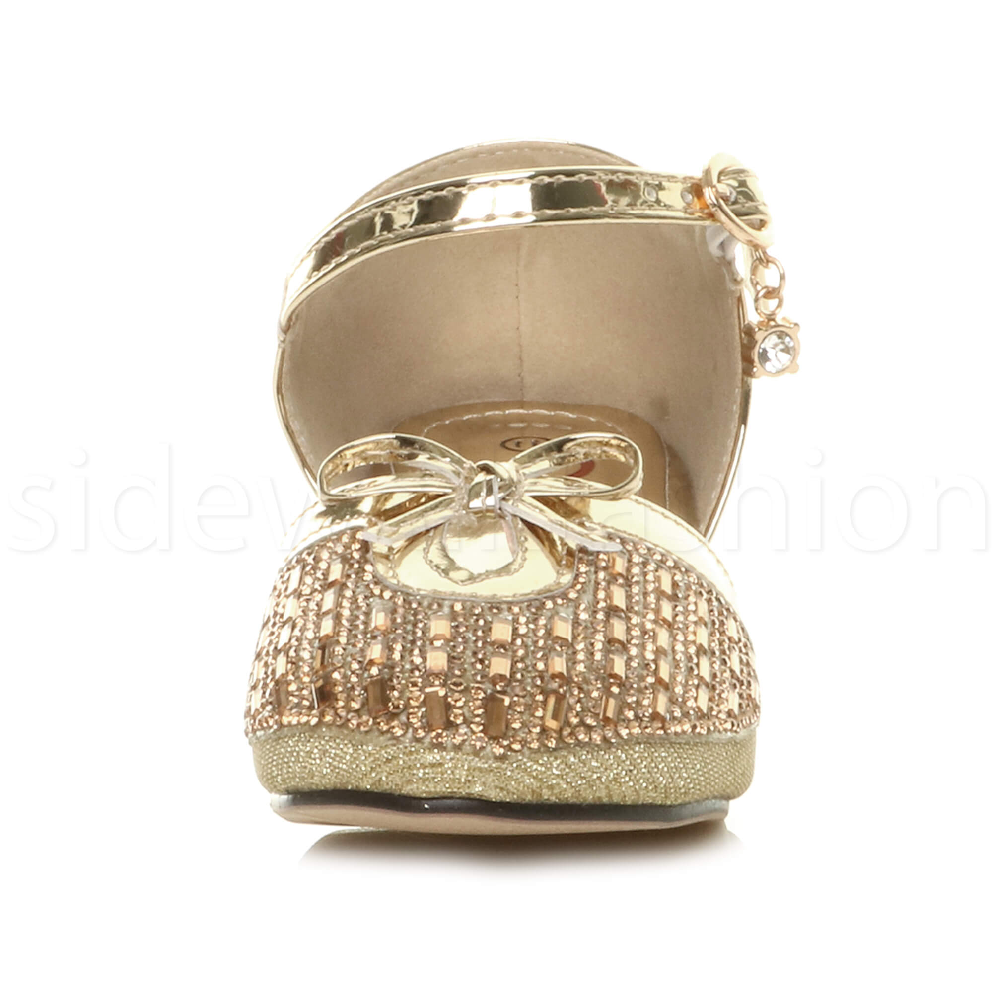 Girls kids childrens low heel bridesmaid princess sandals diamante court shoes