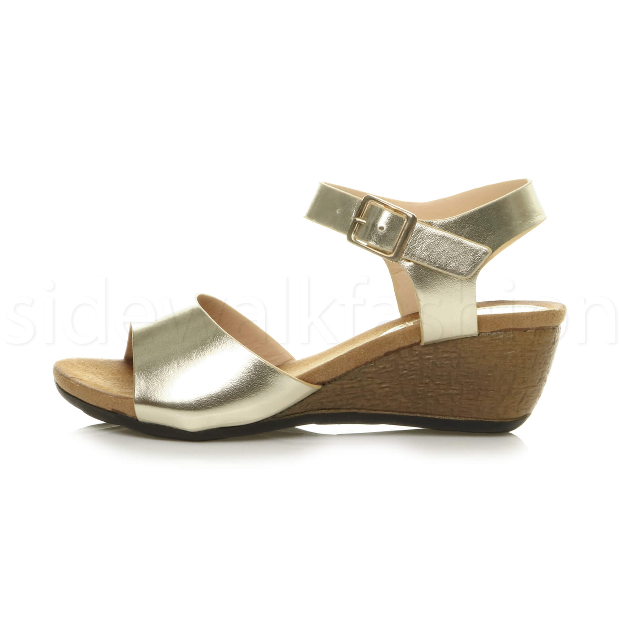 WOMENS LADIES PLATFORM MID HEEL WEDGE WORK SMART PEEP TOE SHOES SANDALS