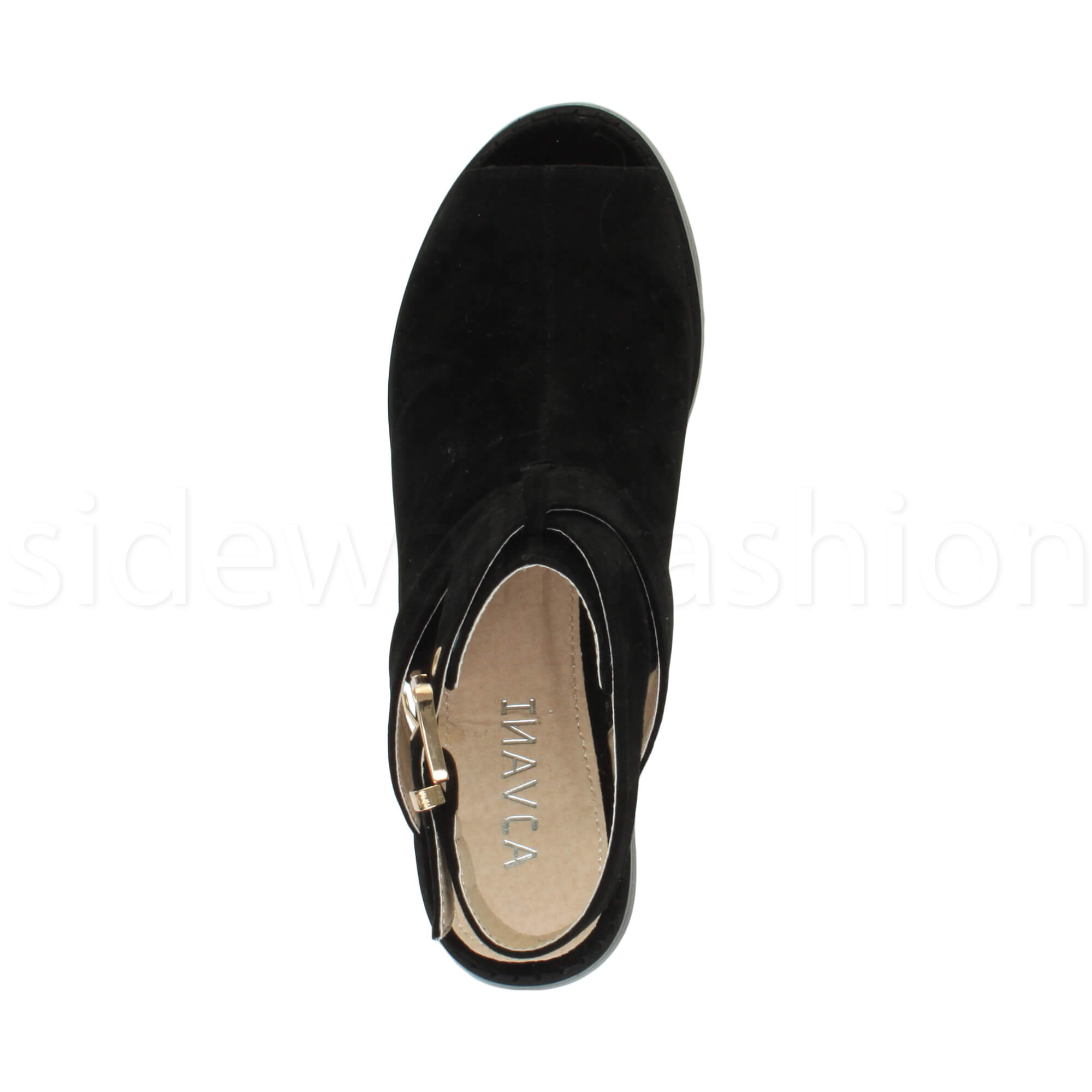 Womens ladies low mid heel strap open backless peep toe boots sandals shoes size